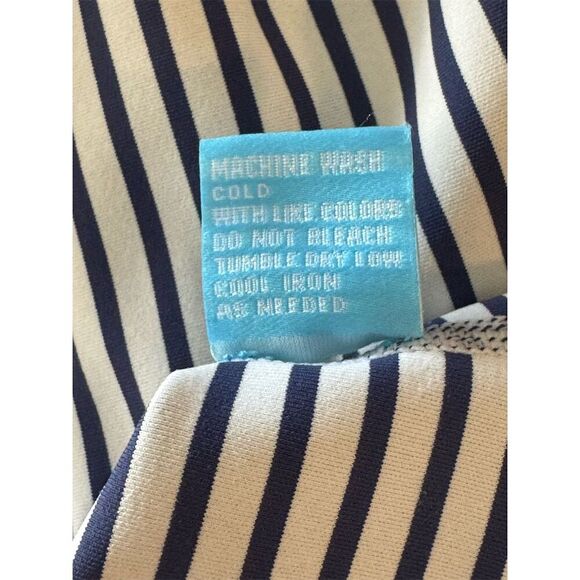 J. McLaughlin Women's Striped Blouse Size M Navy/White 3/4 Sleeve Casual - Picture 4 of 4